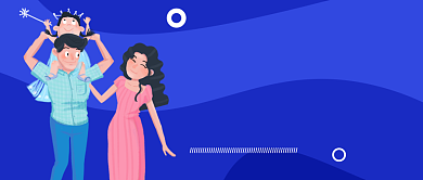 国际家庭日蓝色卡通新媒体配图背景