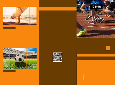 橘色大气健身会所体育运动三折页模板背景