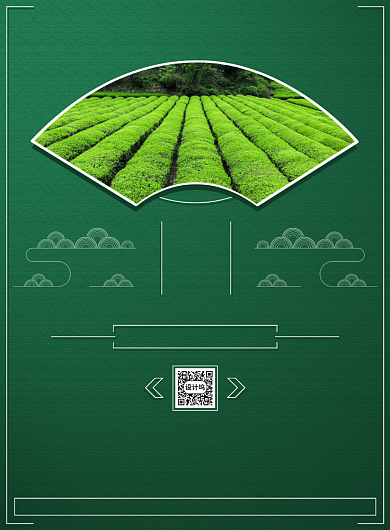 绿色古典花纹春茶优惠促销印刷海报背景