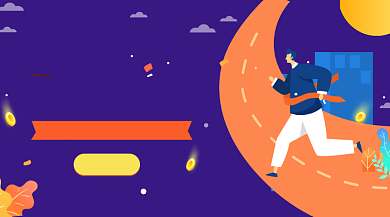 投资理财紫色插画手机横图背景