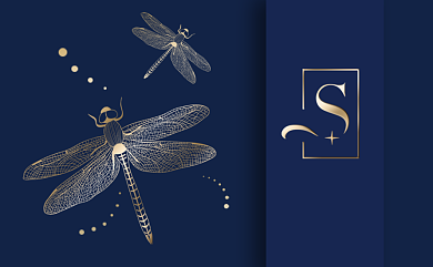 蓝色创意蜻蜓名片背景