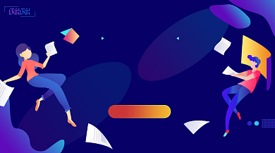 招聘精英深紫色插画手机横图背景