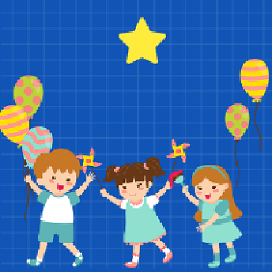 六一儿童节蓝色卡通可爱公众号次图背景