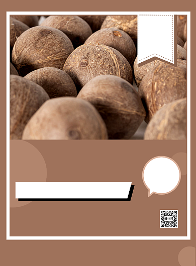 棕色扁平化时尚椰子促销宣传海报背景