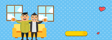 夏天啤酒节卡通促销banner背景