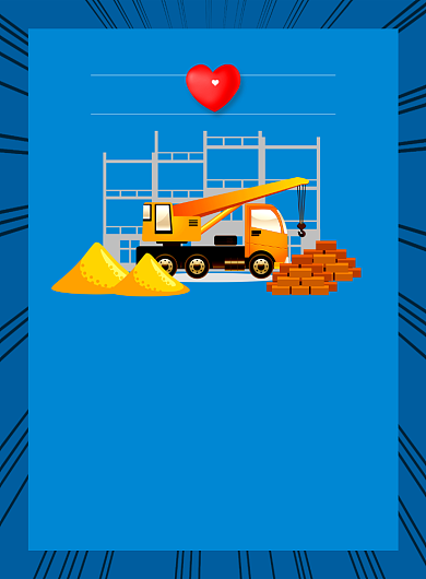 蓝色卡通安全生产月宣传海报背景