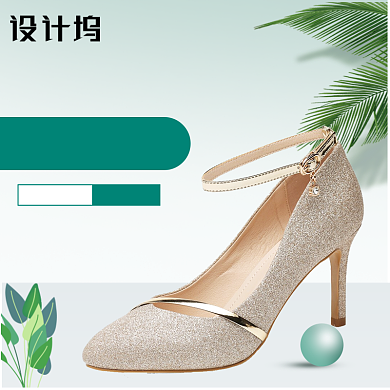 清新文艺爱鞋日高跟鞋女鞋背景