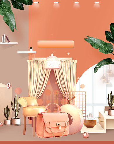 夏日夏上新箱包女包海报背景