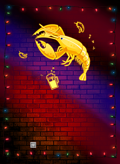 霓虹灯麻辣小龙虾促销印刷海报背景
