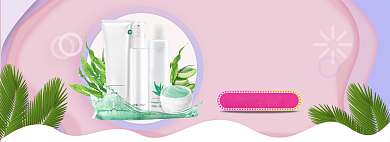 粉色调五一化妆品优惠banner背景