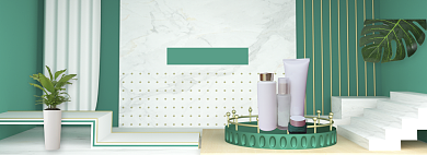 清新五一美容护肤品促销banner背景