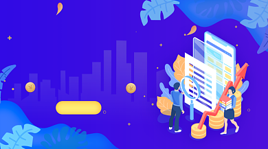 金融投资理财紫色插画手机横图背景