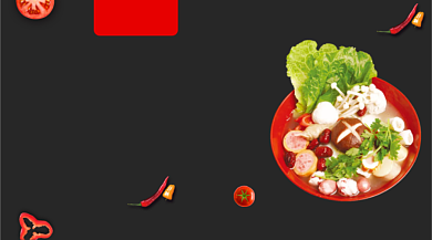 网红麻辣烫美食促销黑色简约手机横图背景