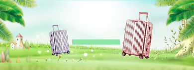 手绘风格五一箱包促销banner背景