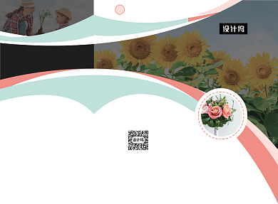 小清新简约鲜花花店三折页模板背景