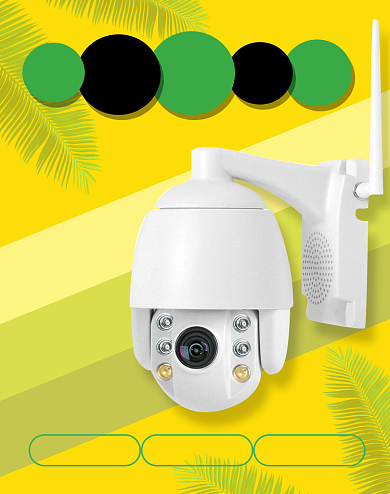 黄色清新摄像头监控海报背景