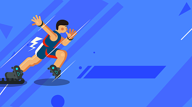 全民健身运动卡通插画手机横图背景