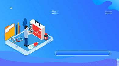 医疗体检蓝色插画手机横图背景