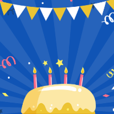 庆祝生日卡通可爱插画公众号次图背景