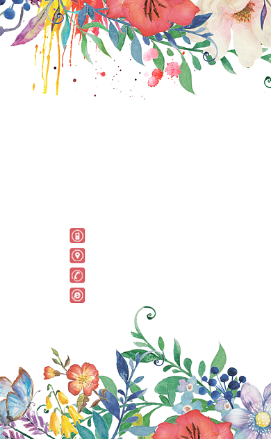 文艺小清新花艺花坊花店竖版名片模板背景