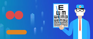 全国爱眼日蓝色卡通新媒体配图背景