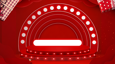 618年中大促红色霓虹炫彩手机横图背景