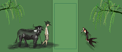 二十四节气清明节牧牛背景