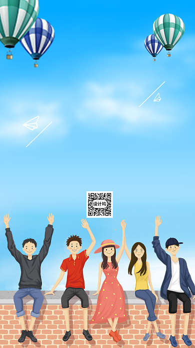 手绘卡通毕业季毕业照海报背景