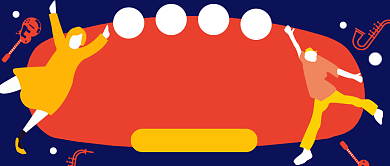 扁平插画乐器入门直播课公众号首图背景