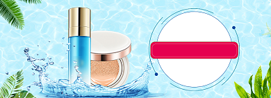 美妆大促夏季护肤蓝色清新banner海报背景