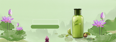 绿色中国风化妆品立夏促销banner背景