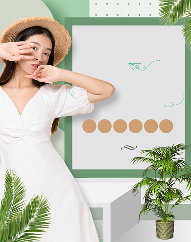 绿色清新夏季夏日女装海报背景