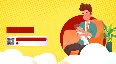 父亲节手绘风横版手机海报背景