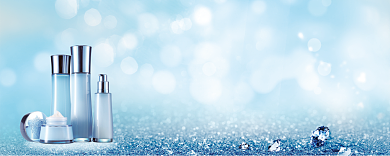 蓝色简约清新护肤品优惠券背景