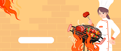 深夜烧烤创意手绘插画公众号首图背景