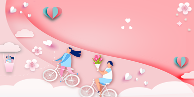 确认过眼神你是对的人卡通粉色婚庆展板背景