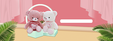 小清新61儿童节布偶促销电商banner背景