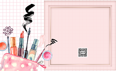 粉色卡通化妆品名片背景