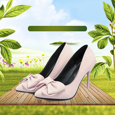 绿色清新女鞋立夏促销直通车背景