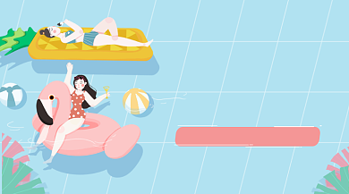 海南沙滩旅游手绘插画手机横图背景