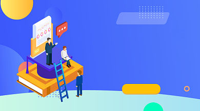 英语四六级培训蓝色插画手机横图背景