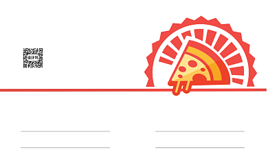 红色卡通简约披萨送餐卡背景