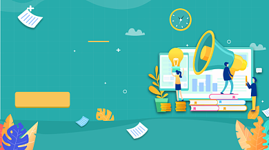 线上招聘绿色手绘插画手机横图背景