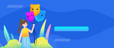 儿童节快乐蓝色卡通新媒体配图背景