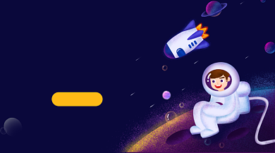 探索宇宙科学卡通插画手机横图背景