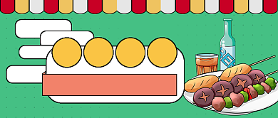 手绘夜市回归地摊经济宣传背景