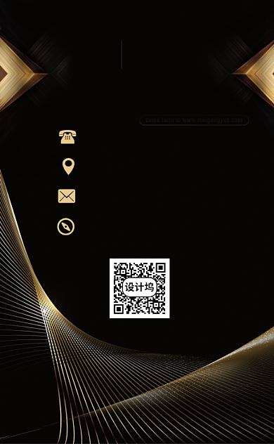 高档金色房地产建筑竖版名片模板背景