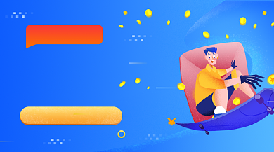 金融贷款理财蓝色插画手机横图背景