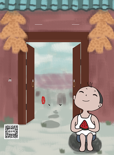 怀旧中国风大暑节气海报背景