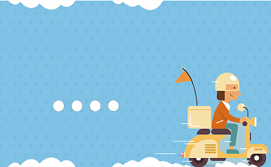 蓝色卡通送餐卡名片背景